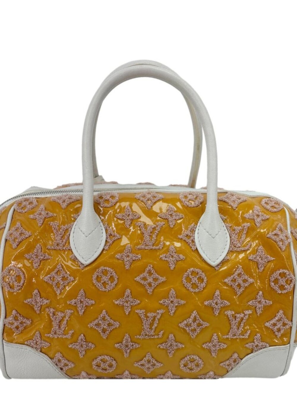 Louis Vuitton Speedy Round Monogram Bouclettes Satchel Bag Yellow